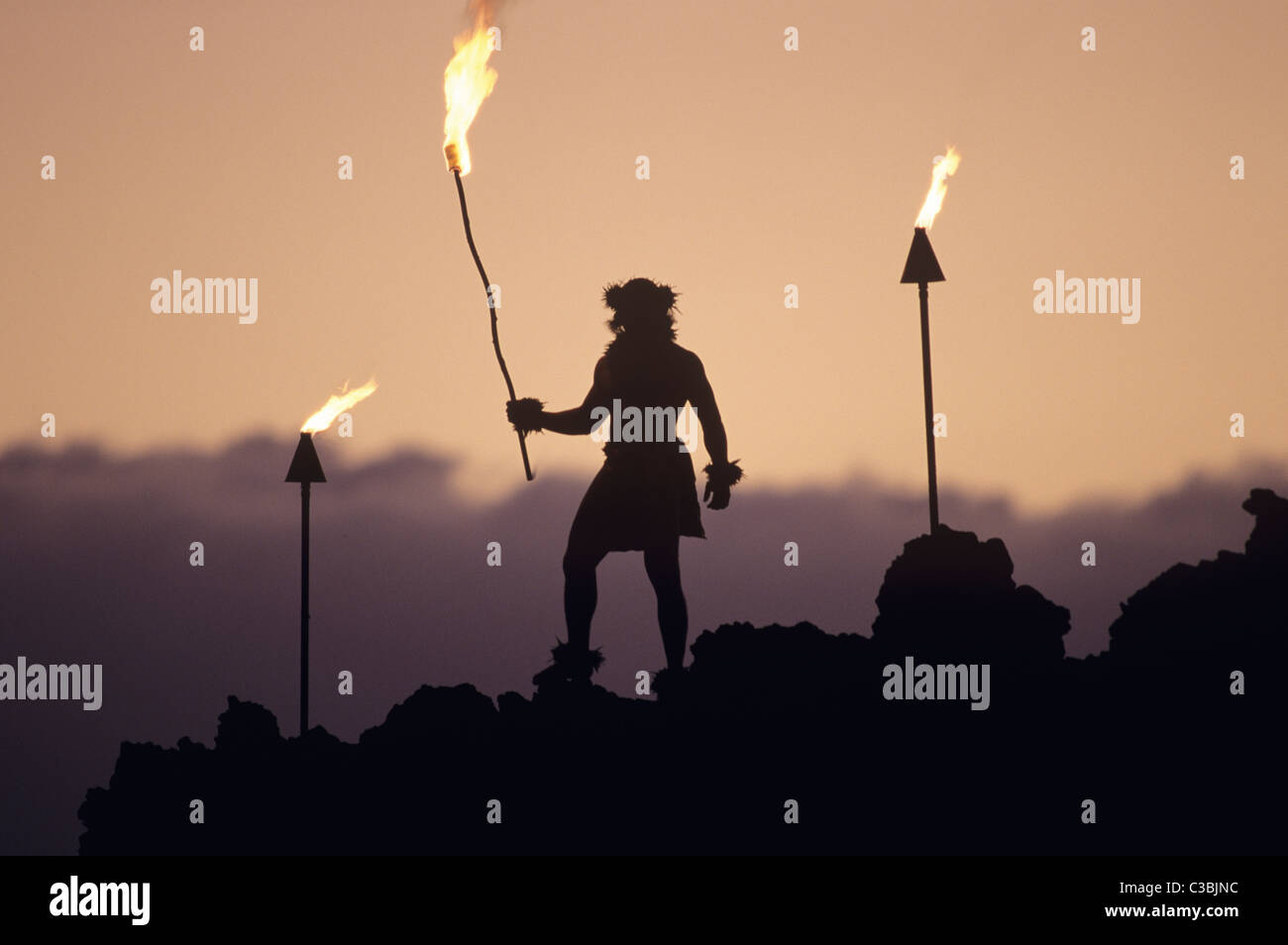 Hawaiian torch lighting ceremony hires stock photography and images