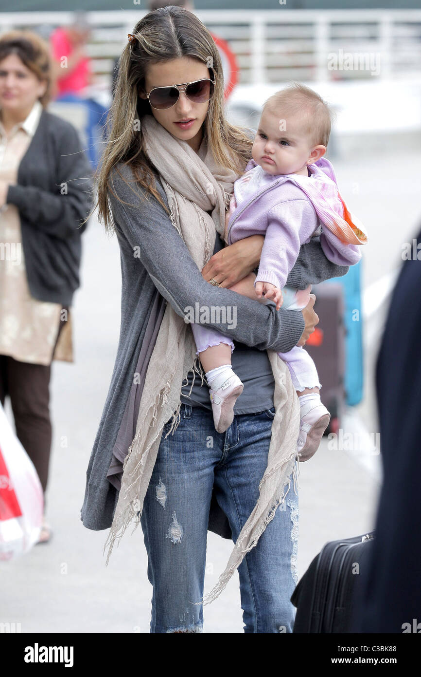 Alessandra Ambrosio arrives at LAX airport with daughter Anja Louise to(01)