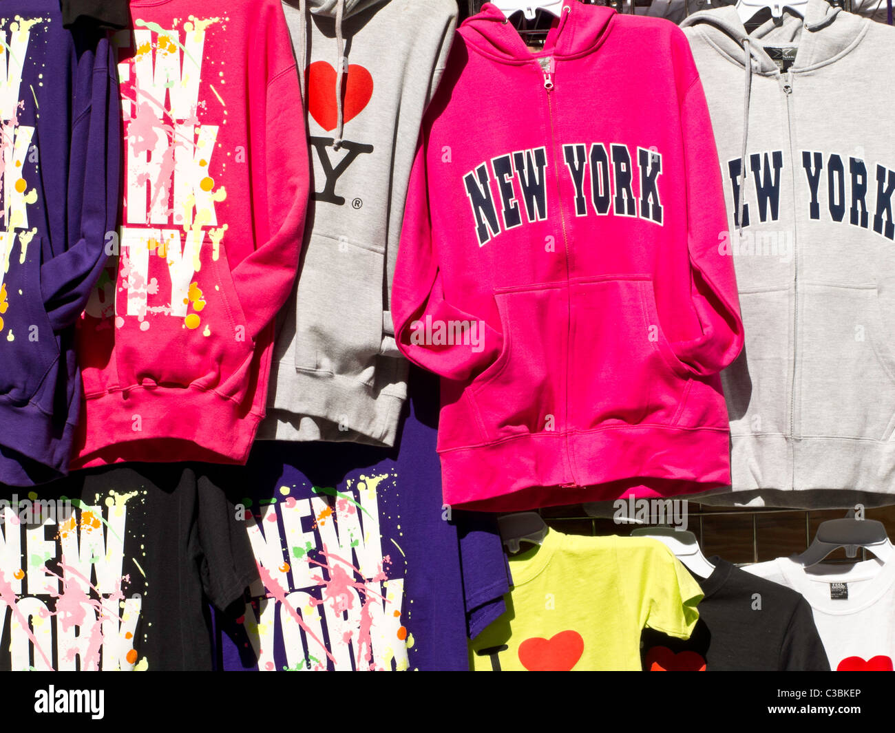 New York Branded Souvenir Clothing, Street Vendor, NYC Stock Photo - Alamy