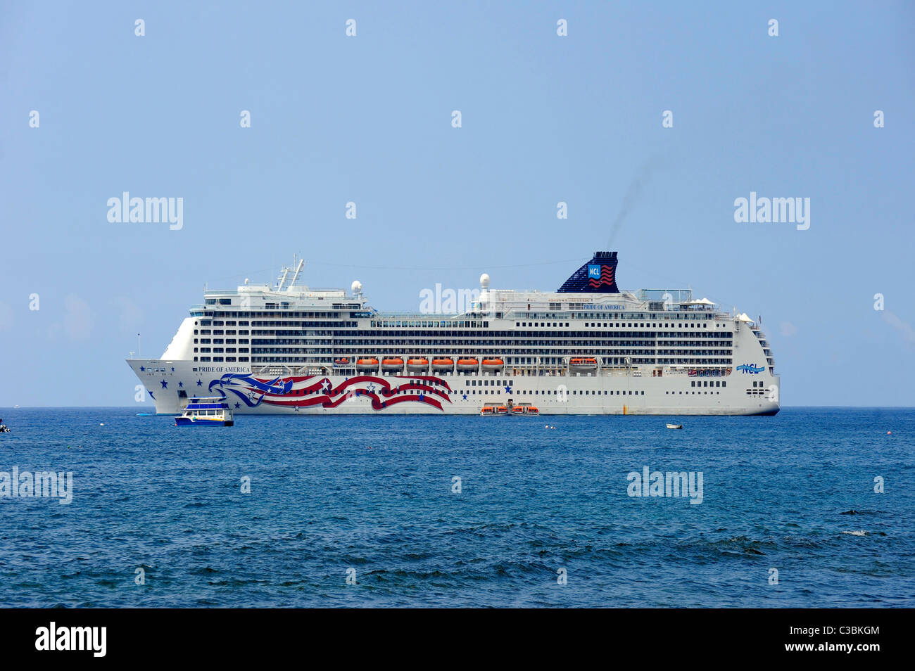 Cruise Ship Kailua Kona Hawaii Tendered Boat Pacific Ocean Stock Photo