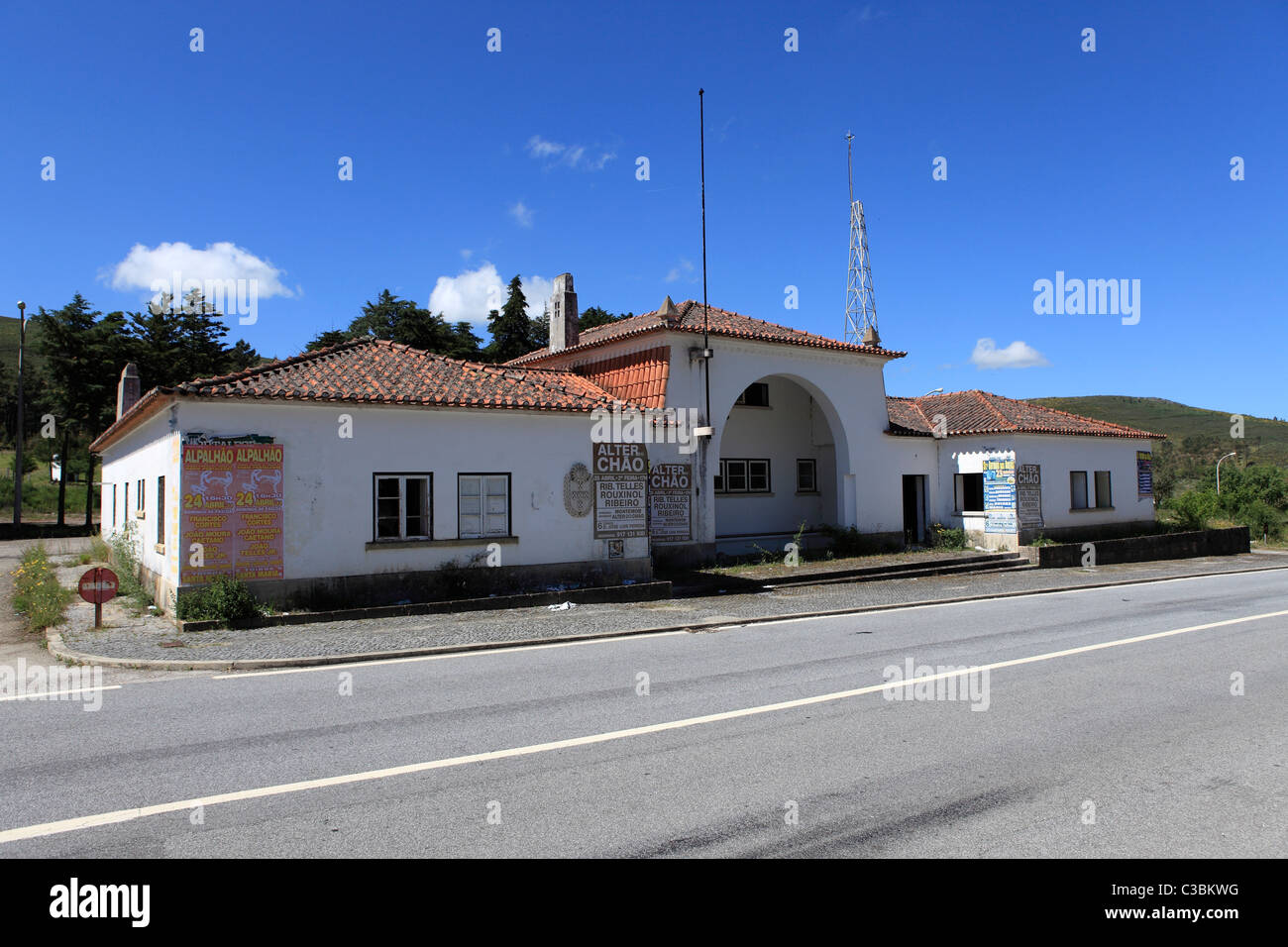 A former border control post on the Spain-Portugal frontier at Sierra de Santo Memede. Stock Photo