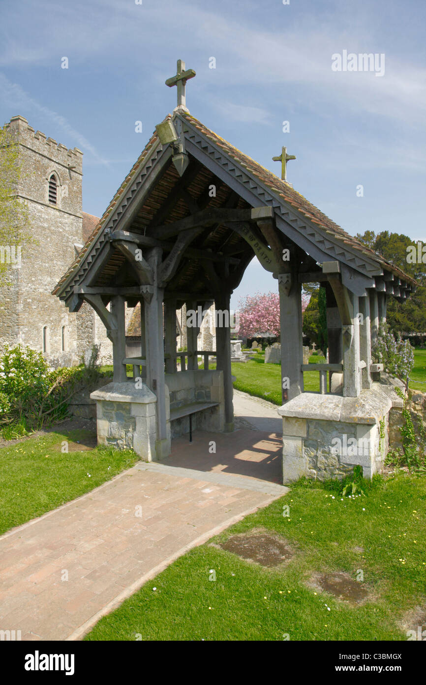Lich gate Church of St Peter and St Paul Saltwood Hythe Kent Stock