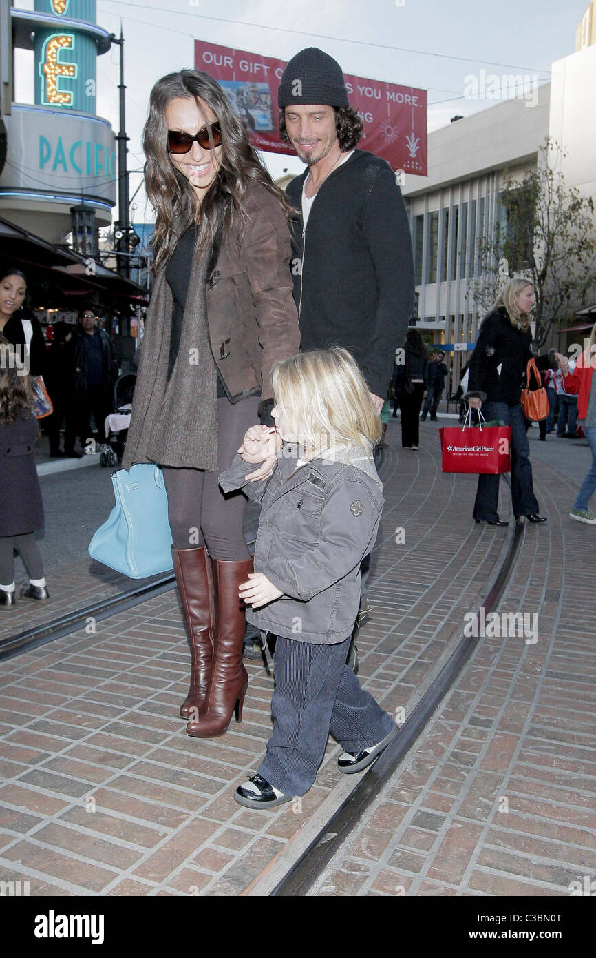 Vicky Karayiannis and Chris Cornell Chris Cornell visiting Santa's Grotto  at The Grove with his family Los Angeles, California Stock Photo - Alamy