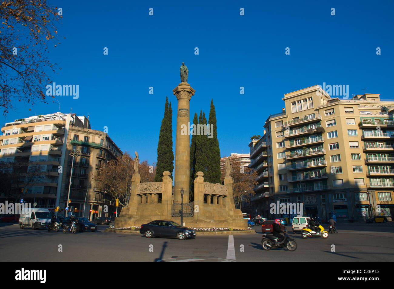 Placa Mossen Jacint Verdaguer square at junction with Diagonal and Passeig de Sant Joan street Eixample Barcelona Spain Stock Photo