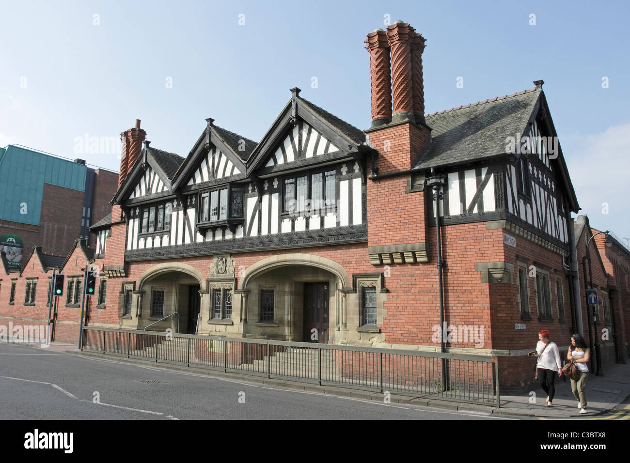 The picturesque red brick Victorian Public Baths in the historic city