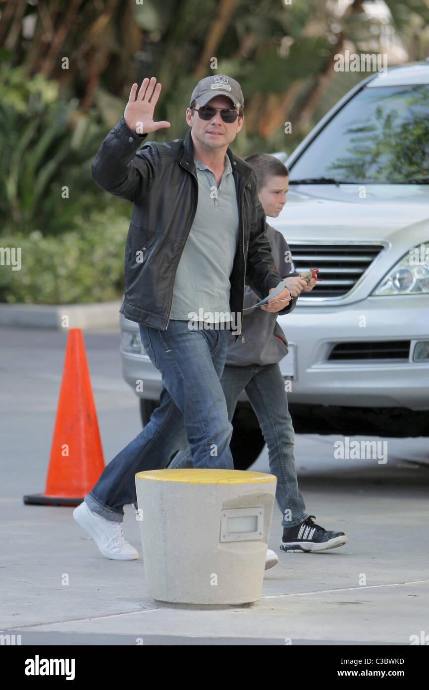 Christian Slater and son Jaden arriving at the first game of the NBA