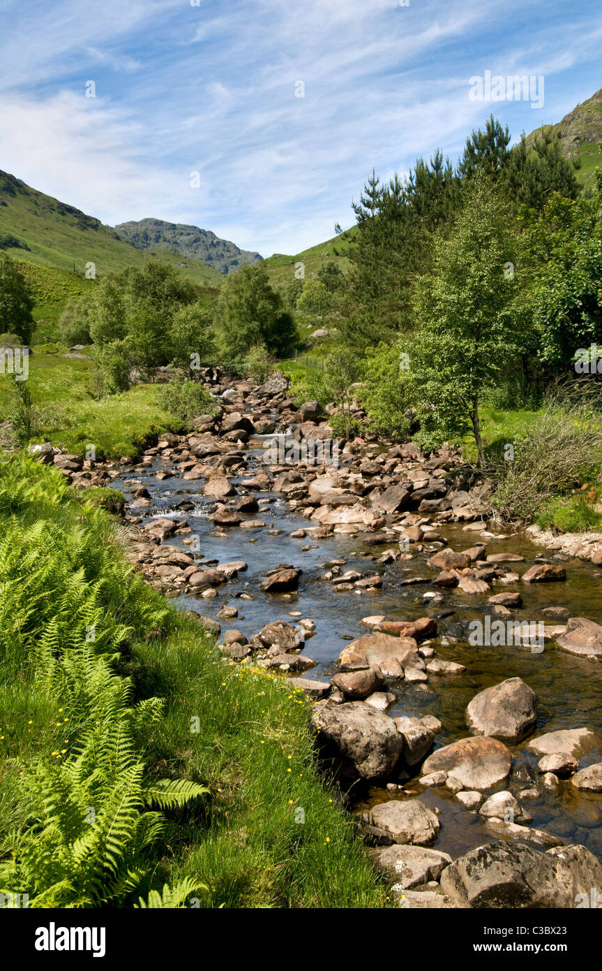 Scottish countryside scene taken at the end of Balquhidder glen, part of Loch Lomond and Trossachs national park in summer Stock Photo