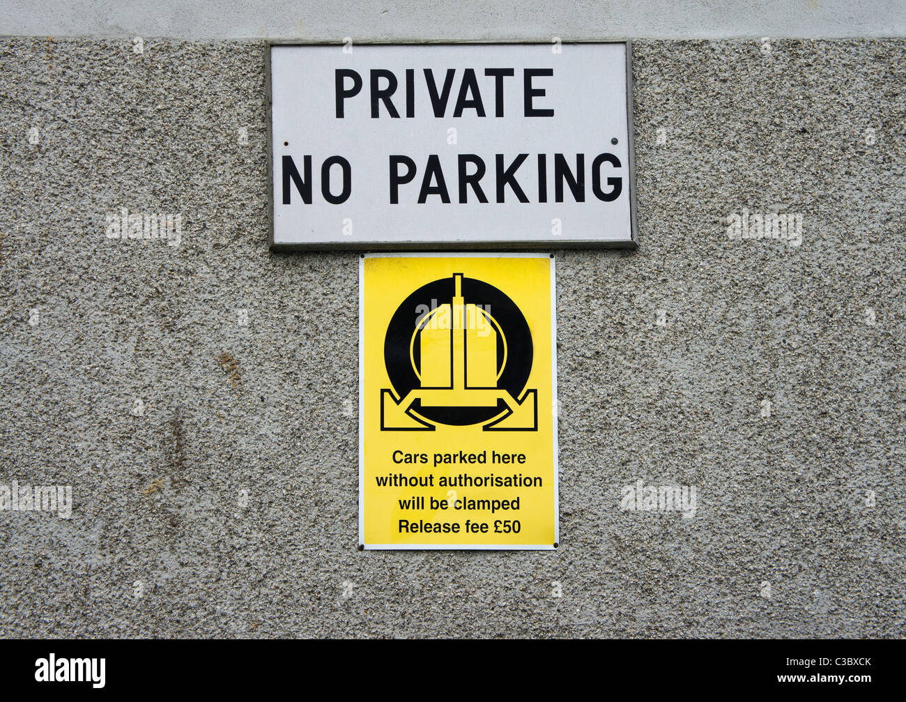 A no parking sign in a wheel clamping zone Stock Photo Alamy