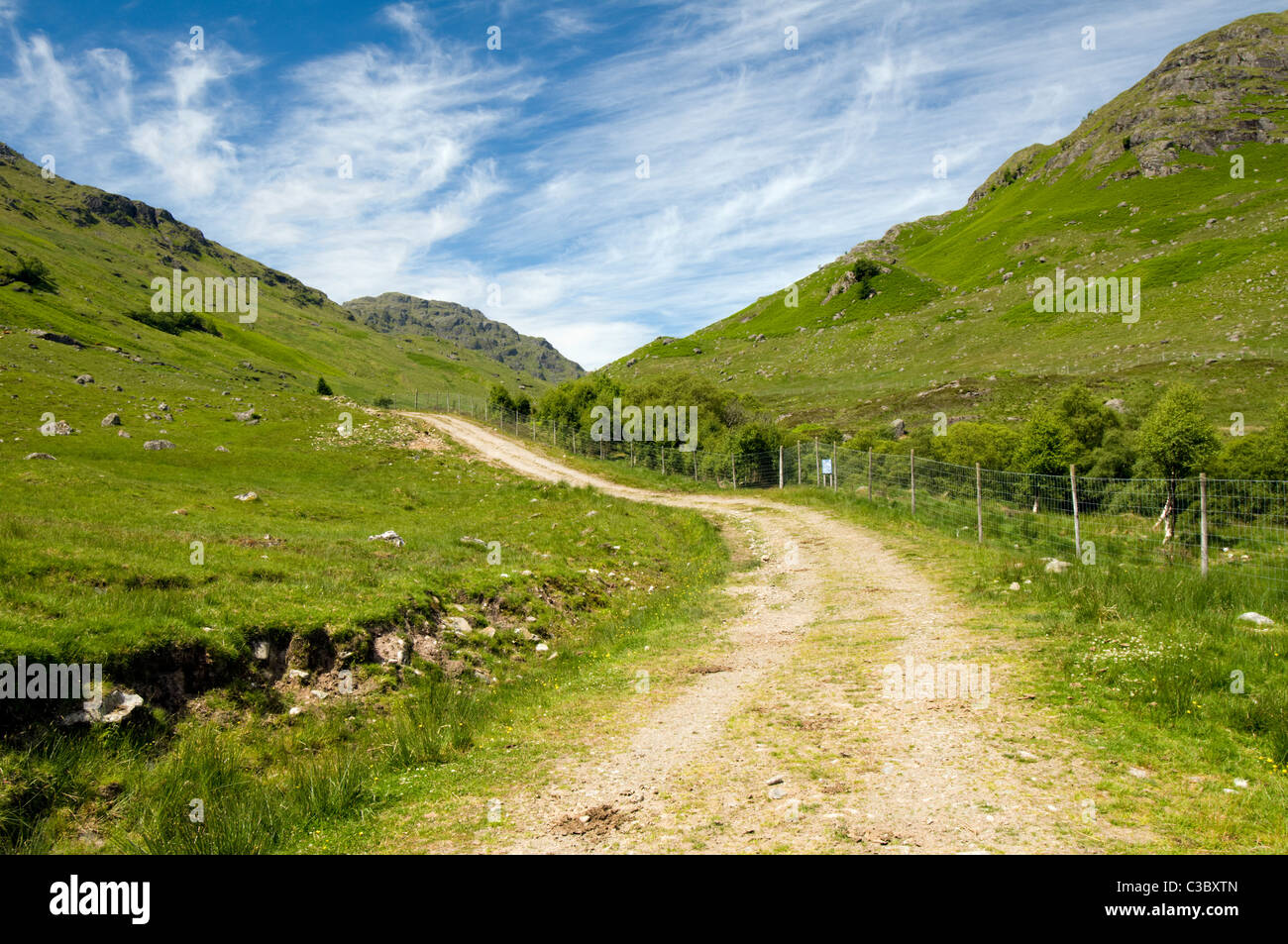 Scottish countryside scene taken at the end of Balquhidder glen, part of Loch Lomond and Trossachs national park in summer Stock Photo
