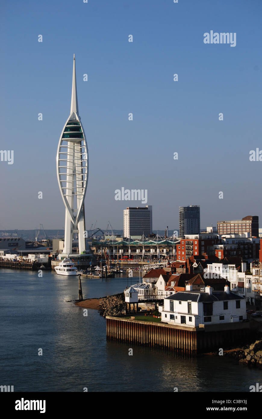 Spinnaker Tower from the mouth of Portsmouth Harbour Stock Photo