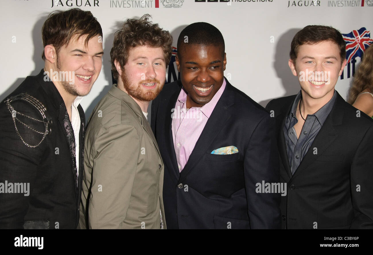 JAMES DURBIN  CASEY ABRAMS JACOB LUSK SCOTTY MCCREERY CHAMPAGNE LAUNCH OF BRITWEEK LOS ANGELES CALIFORNIA USA 26 April 2011 Stock Photo
