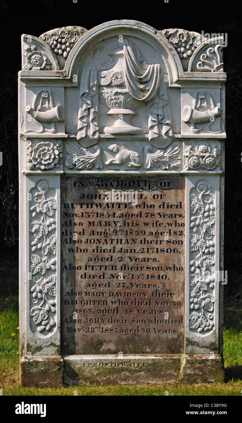 John Peel's gravestone. Church of Saint Kentigern. Caldbeck, Cumbria, England, United Kingdom, Europe. Stock Photo
