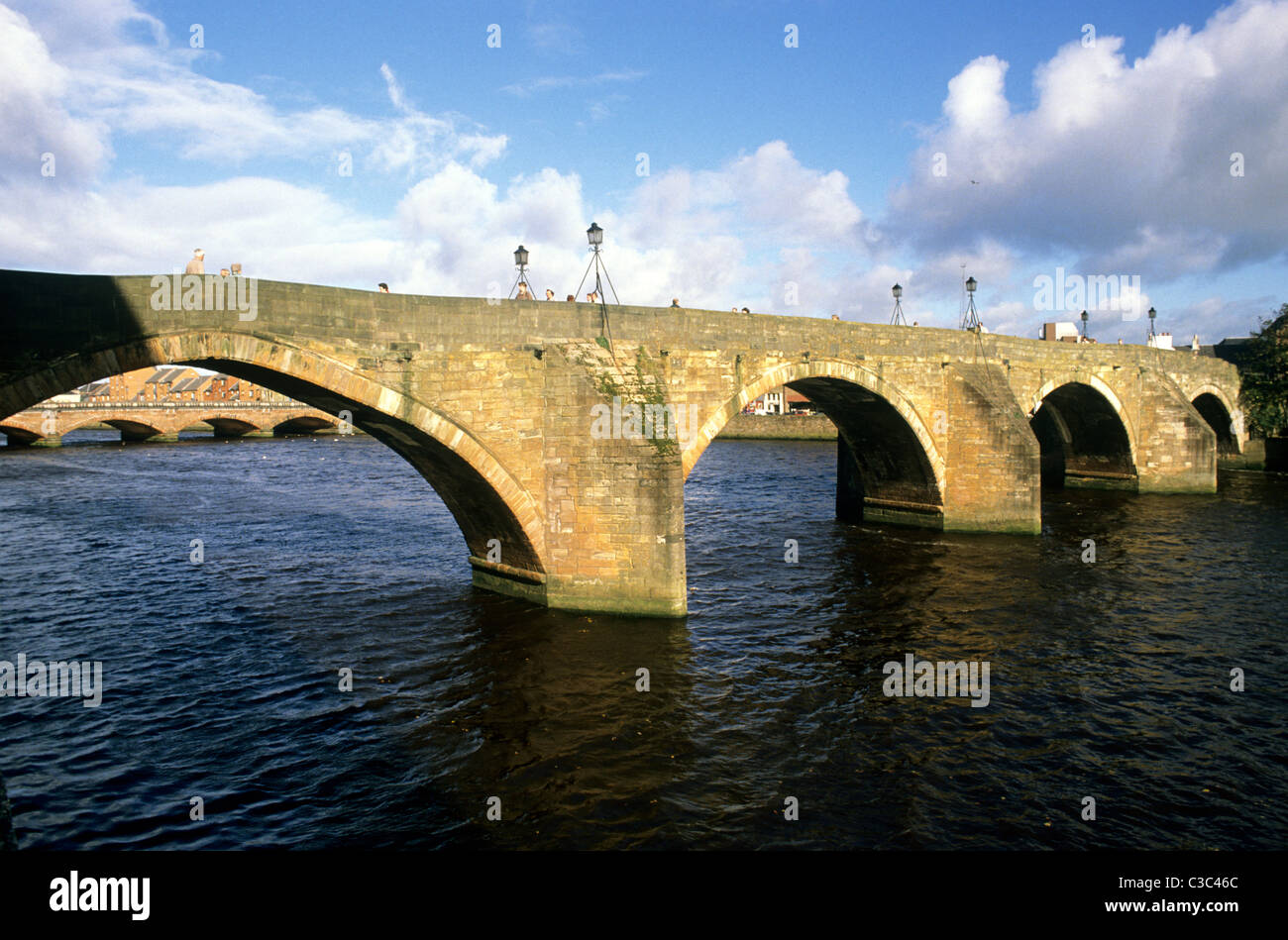Ayr, Medieval Bridge, Auld Brig, Scotland Scottish bridges River Ayr rivers UK Stock Photo