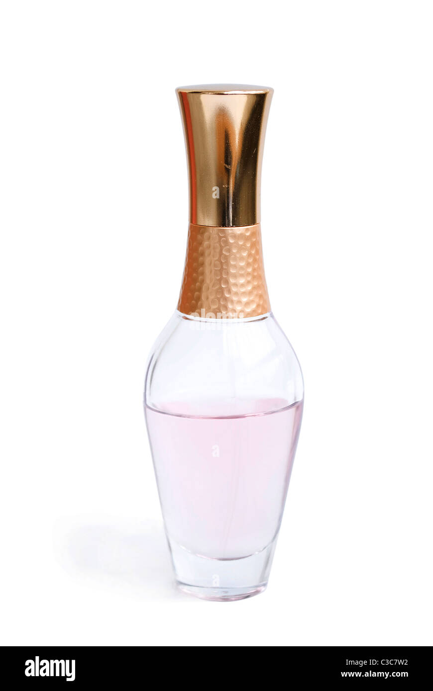 bottle of perfume isolated on white Stock Photo