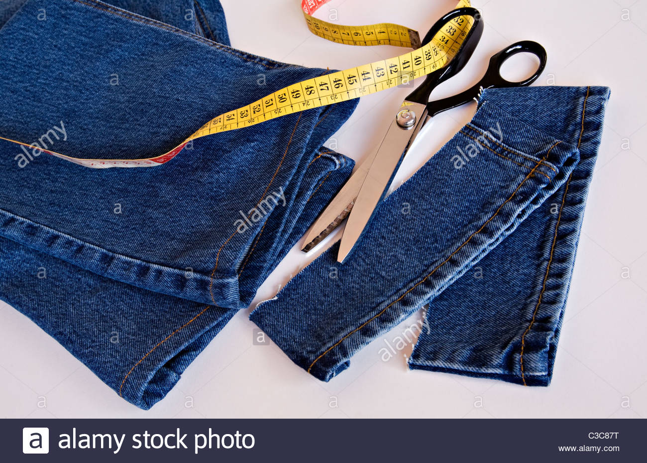 shortened jeans