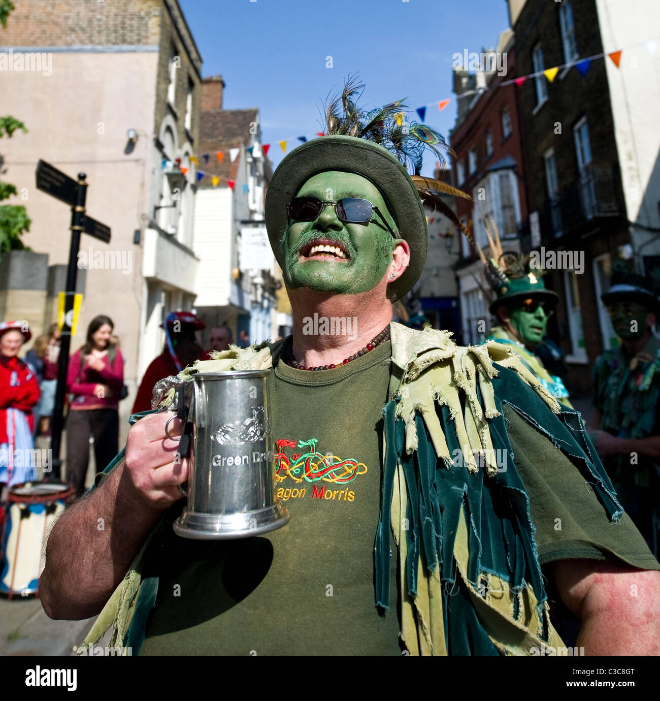 A morris dancer from Green Dragon Morris at the Sweeps Festival Stock Photo