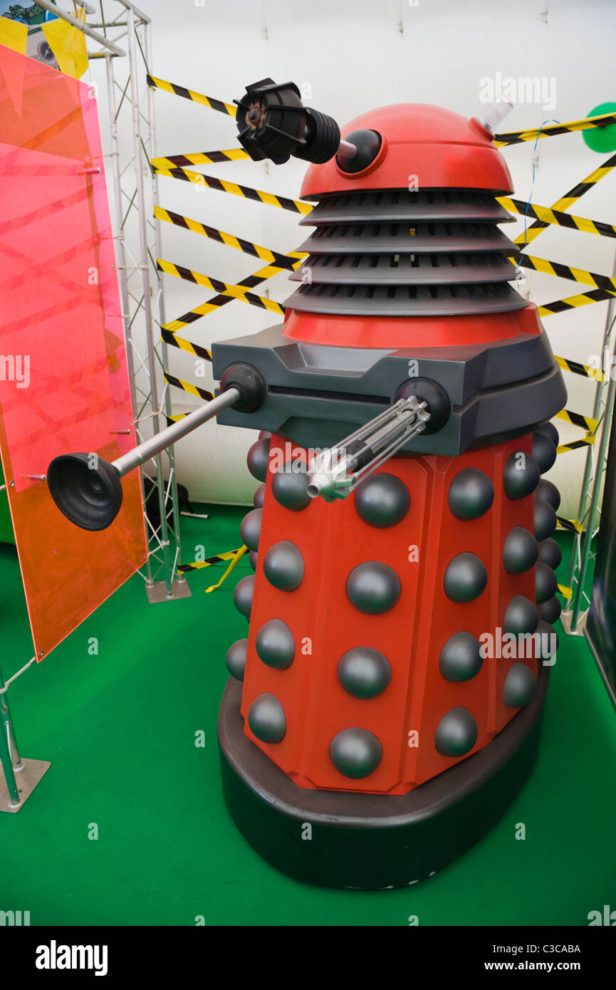 Red Dalek in BBC exhibition at National Eisteddfod 2010 Ebbw Vale Blaenau Gwent South Wales UK Stock Photo