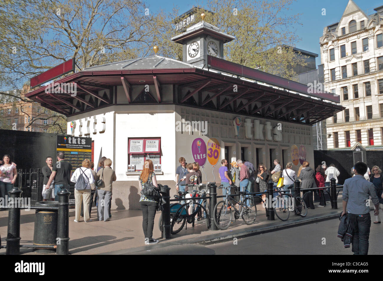The discount theatre ticket booth on Leicester Square, Central London, UK. Stock Photo