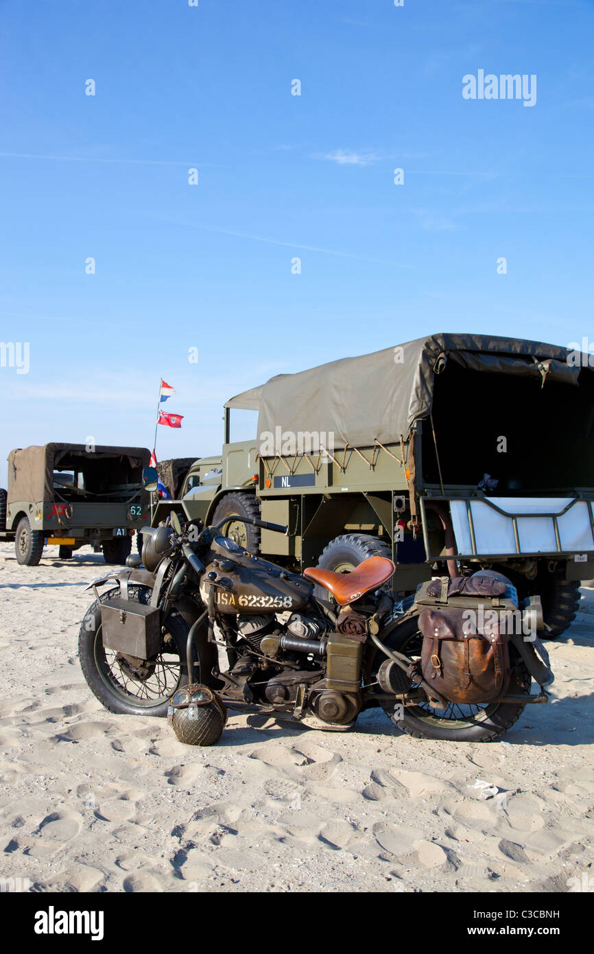 us army motorcycle and truck from Second World War Stock Photo