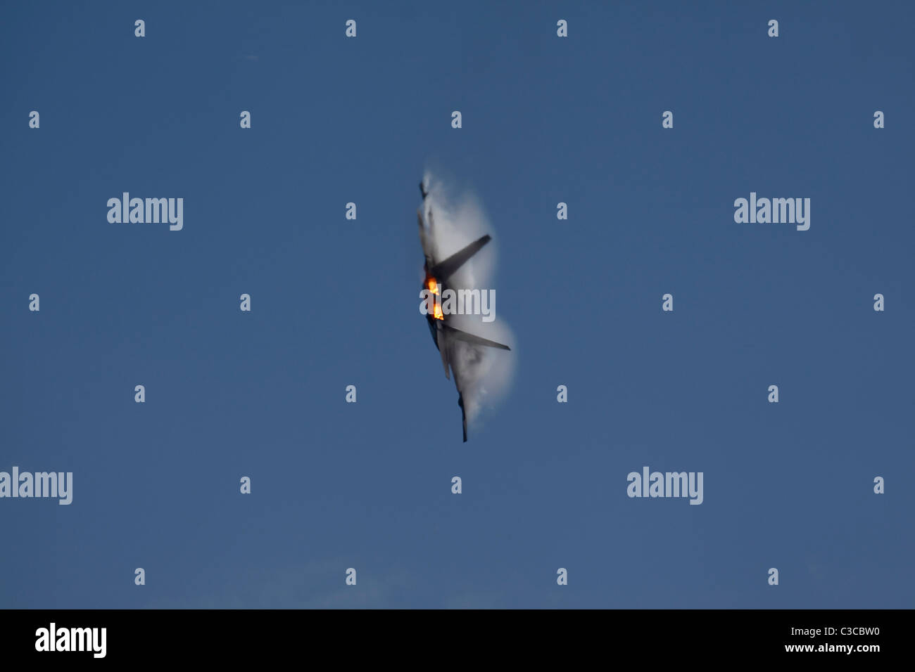 An F-22 Raptor of the United States Air Force in Flight. Stock Photo