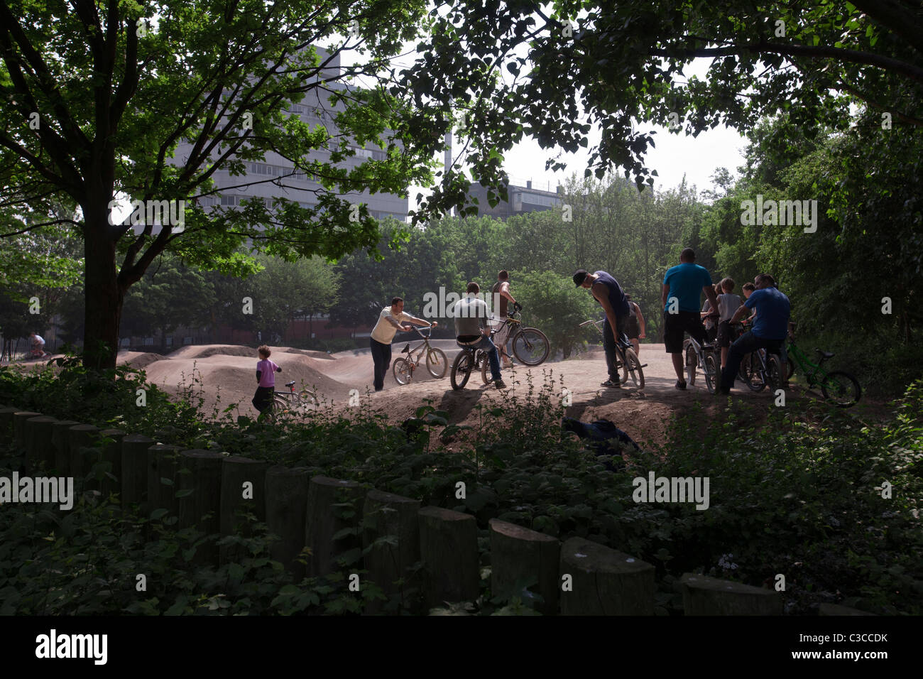 bmx track in haggerston park in hackney london Stock Photo