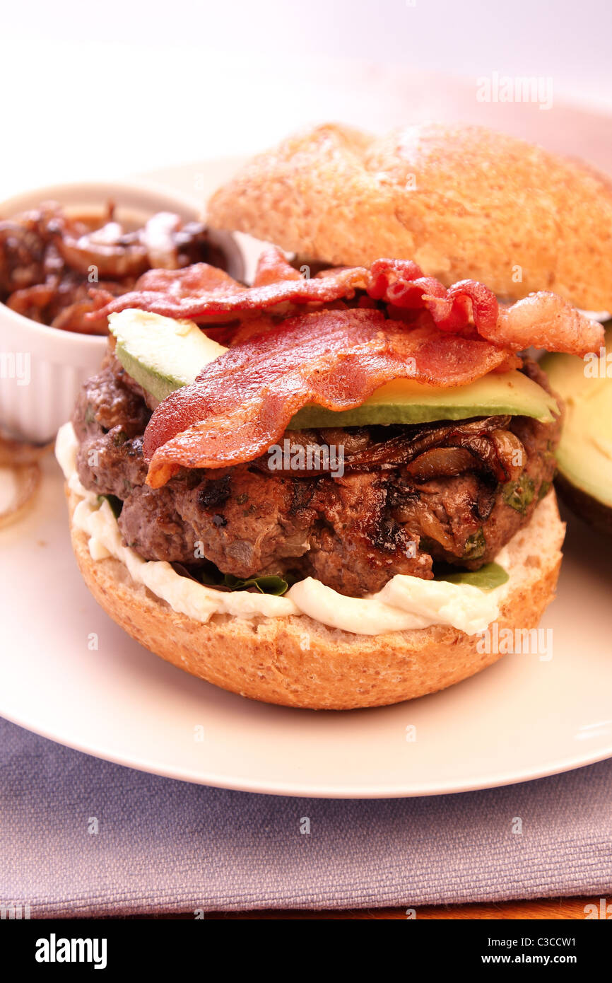 Burger with Avocado Stock Photo