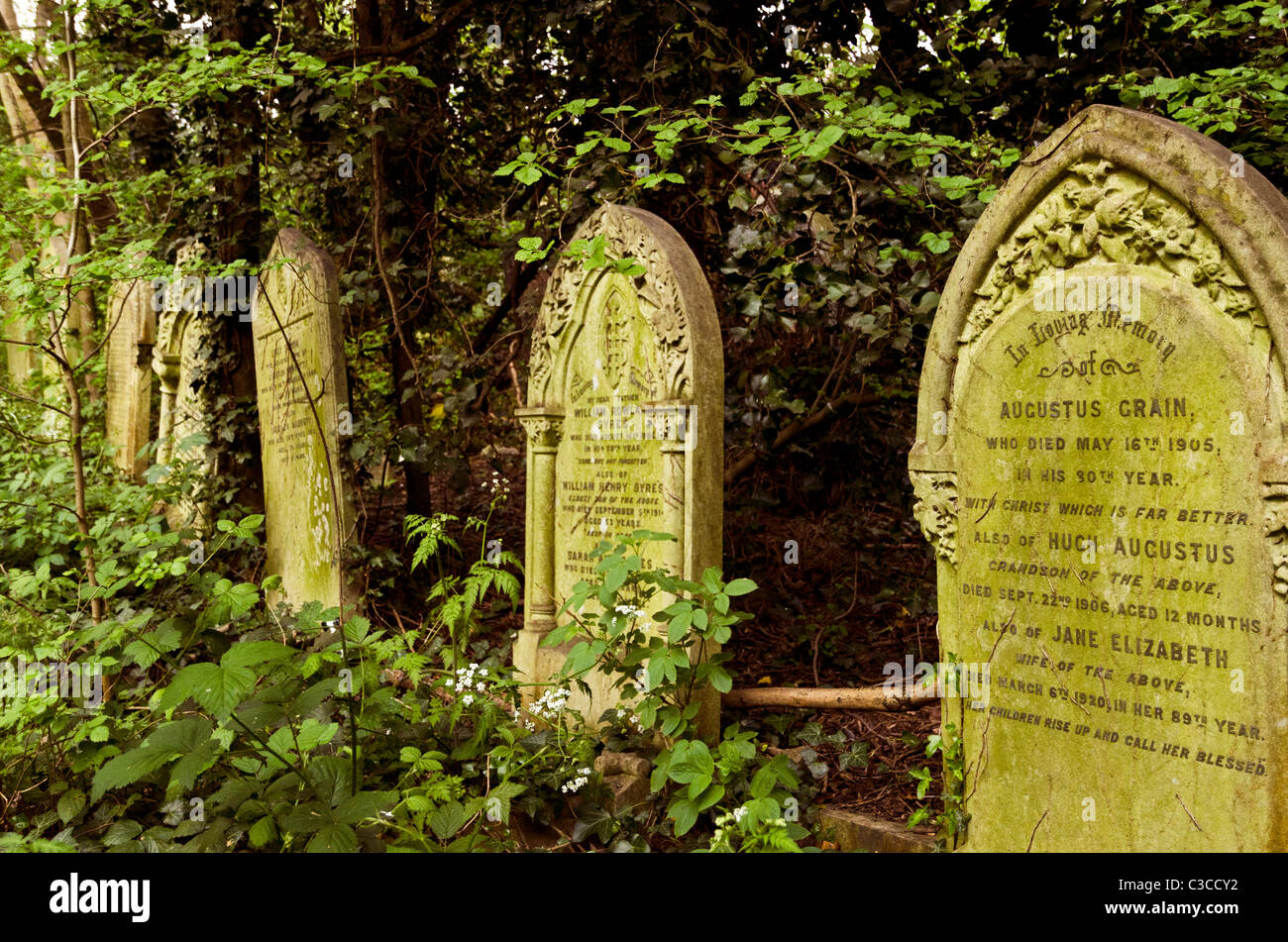 Graveyard at Nunhead cemetery, London, England, Great Britain, UK Stock Photo
