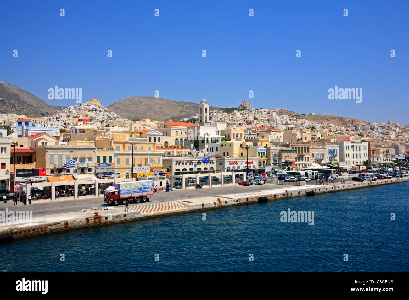 Ermoupolis Capital of The Cyclades Islands Syros Greece EU European ...