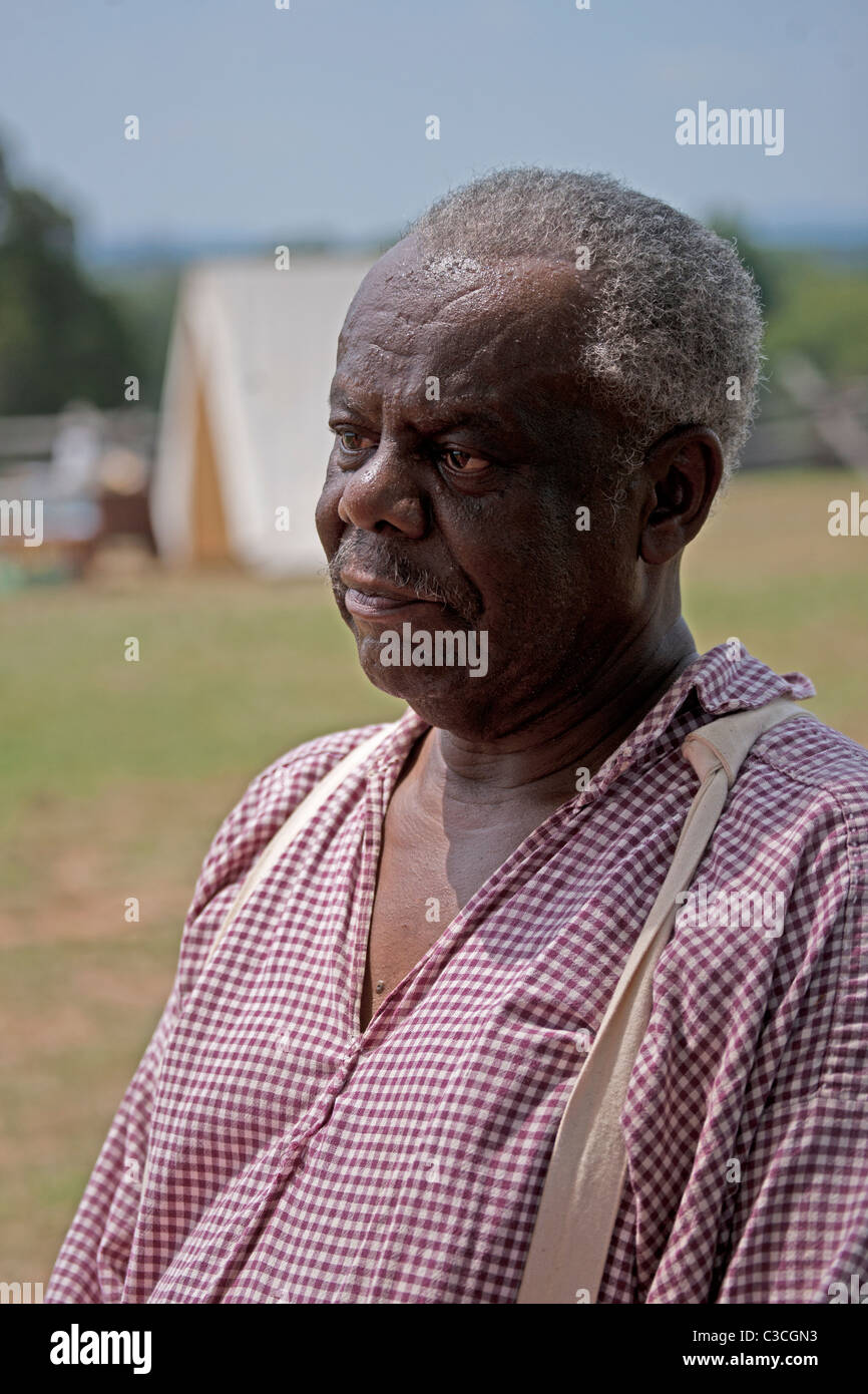 Freed slave reenactor in the Union camp at Manassas National Battlefield. Stock Photo