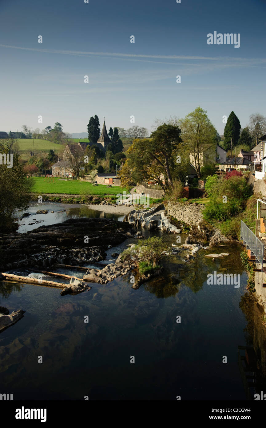 The river Wye flowing through Rhaydaer Powys mid wales uk Stock Photo