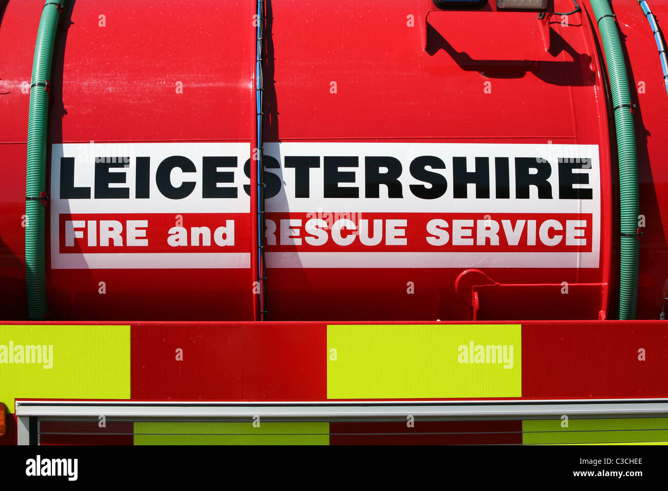 a side view of a fire brigade water tender leicestershire Stock Photo
