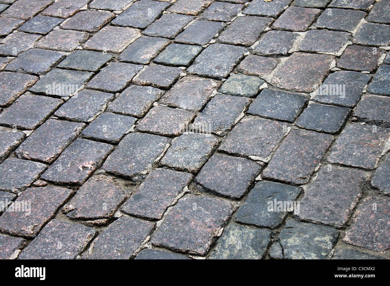 close up of cobblestone roadway Stock Photo