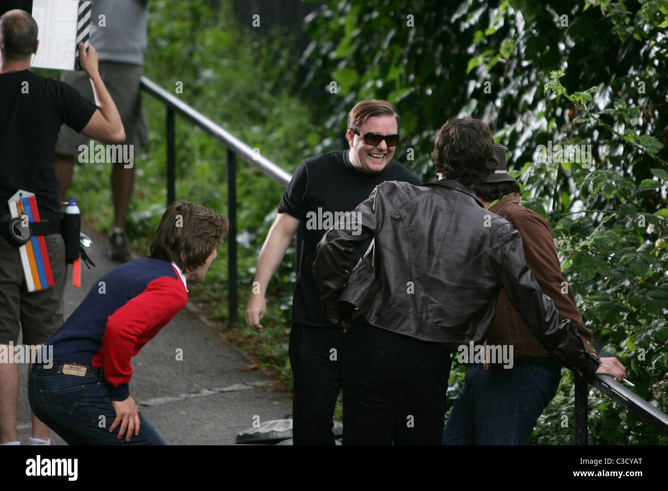 Ricky Gervais on the set of his new film 'Cemetery Junction' Hampstead