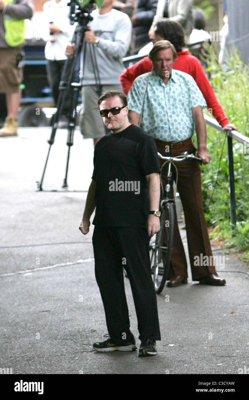 Ricky Gervais on the set of his new film 'Cemetery Junction' Hampstead