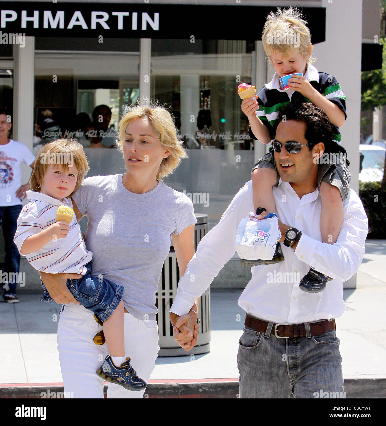 Quinn Stone, Sharon Stone and Laird Stone Sharon Stone buys ice cream