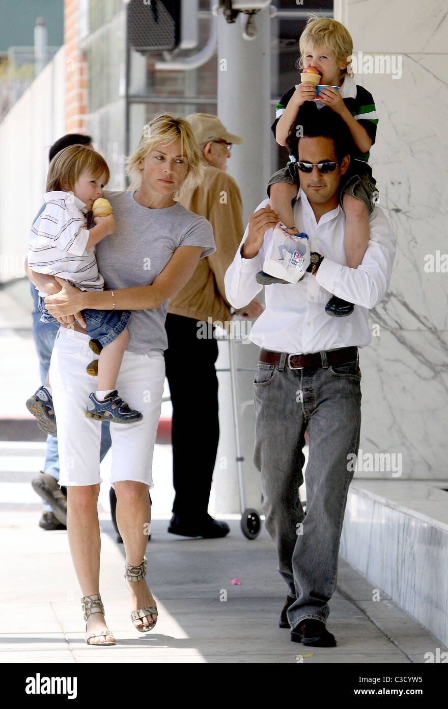 Quinn Stone, Sharon Stone and Laird Stone Sharon Stone buys ice cream
