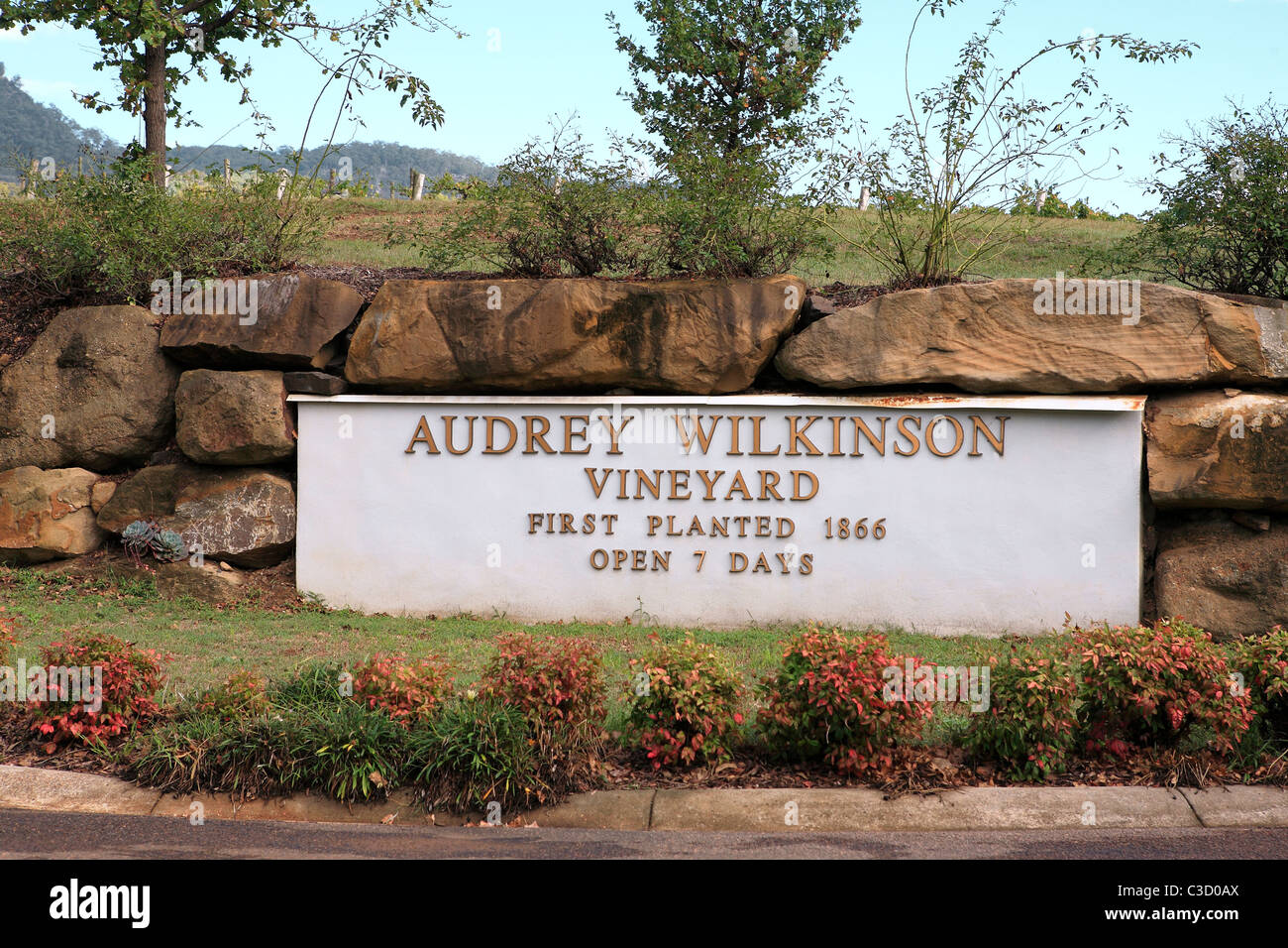 Sign at Audrey Wilkinson Wines , Pokolbin, Hunter Valley, New South Wales, Australia Stock Photo