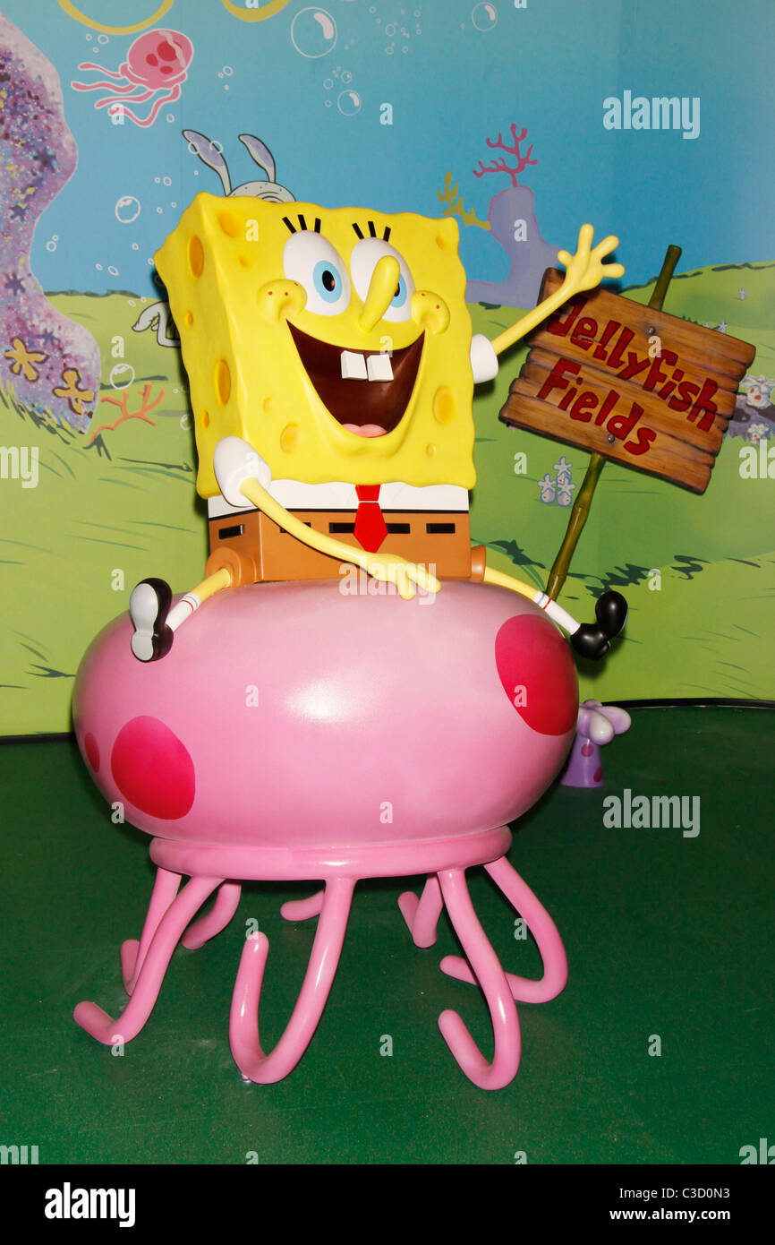 Unveiling of a SpongeBob SquarePants wax figure in honor of the 10th