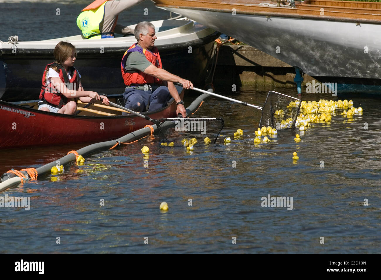 England Oxfordshire Henley, Duck derby charity race Stock Photo