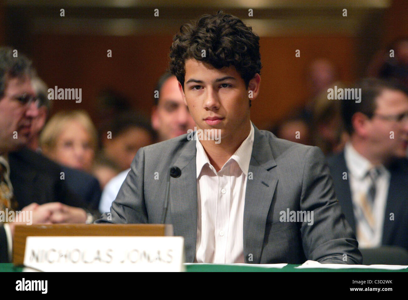 Nick Jonas of the Jonas Brothers  testifies during a Senate hearing for the Juvenile Diabetes Research Foundation on the need Stock Photo