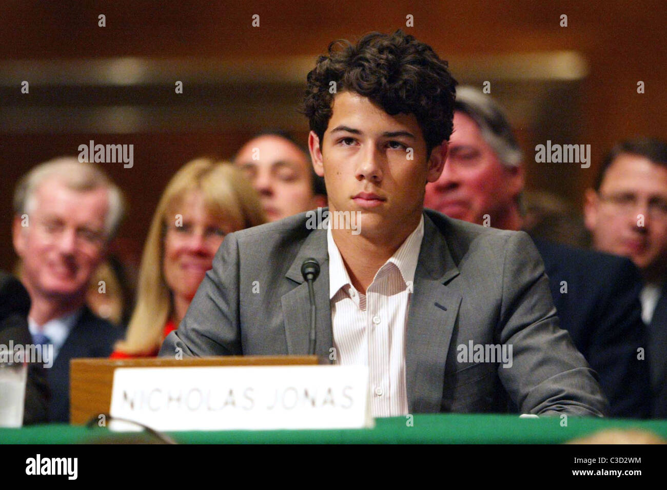 Nick Jonas of the Jonas Brothers  testifies during a Senate hearing for the Juvenile Diabetes Research Foundation on the need Stock Photo