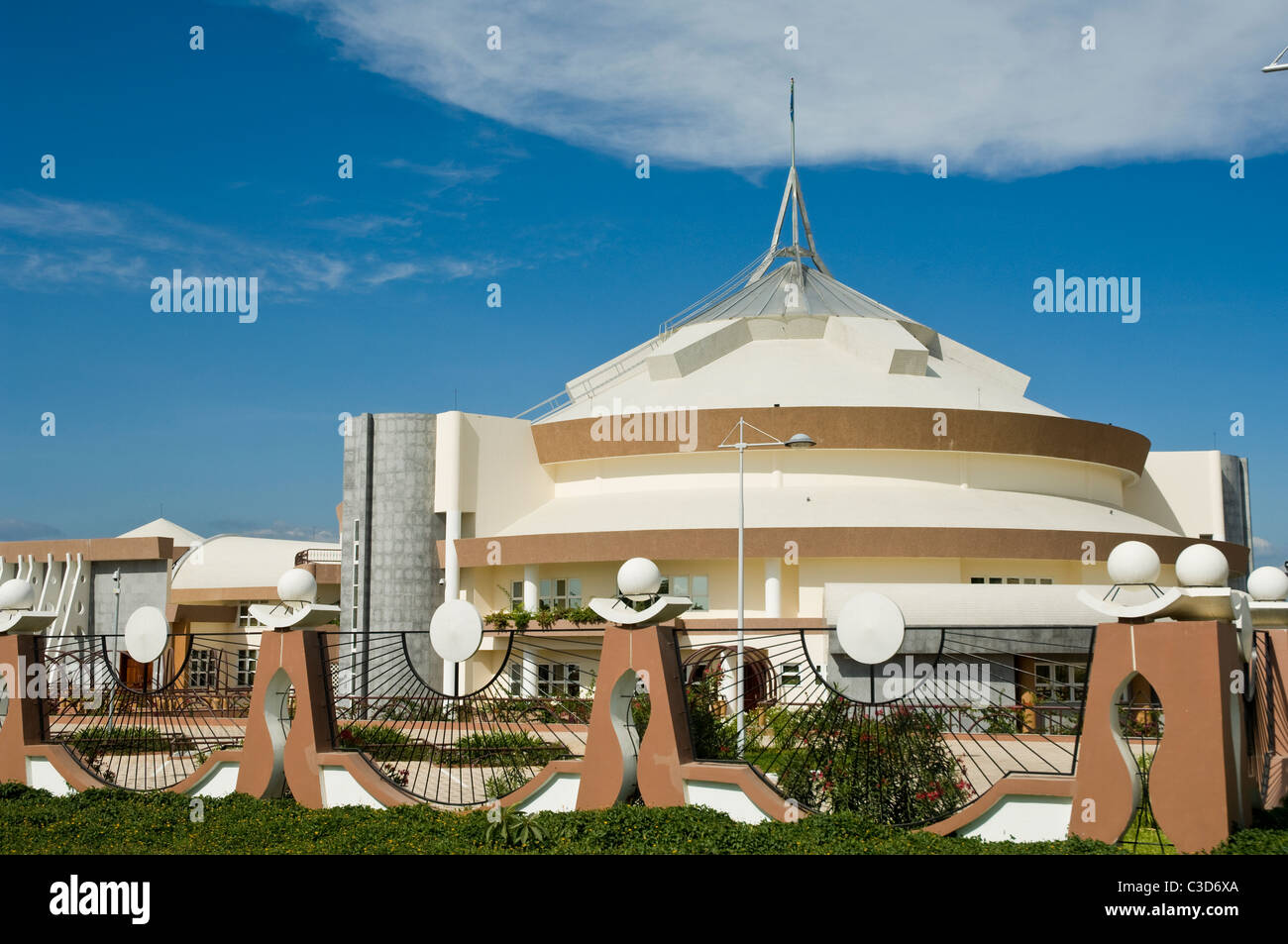 Tanzanian parliament building exterior built by the Chinese in Dodoma Tanzania Stock Photo