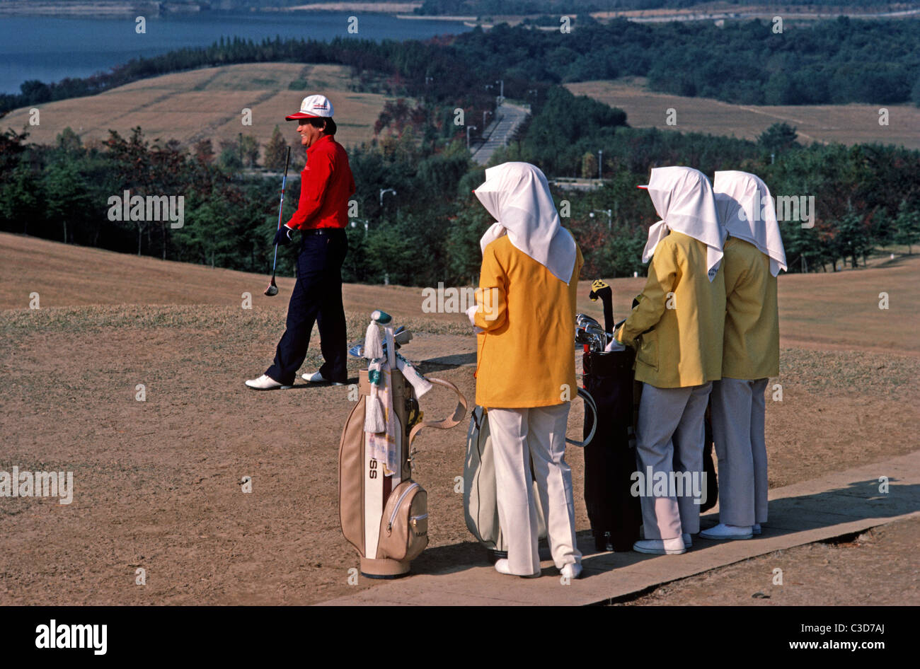 Golf Caddies and Golfers, South Korea Stock Photo Alamy