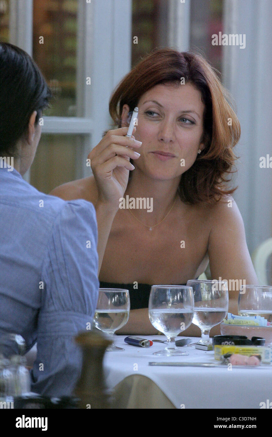 Kate Walsh 'Private Practice' star smoking a cigarette while enjo...