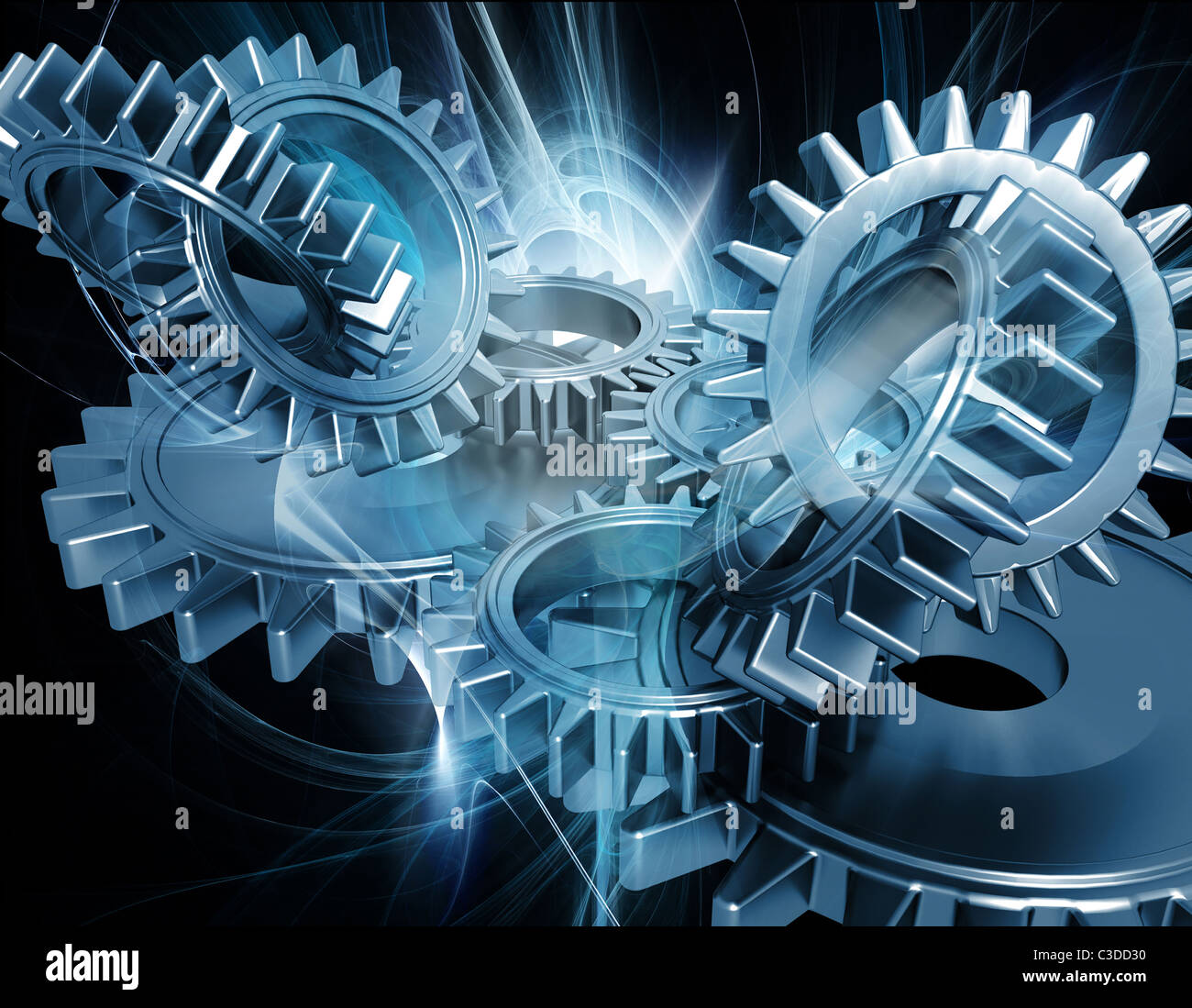 Set Of Gears For Unity Meaning Focus On Back Gear Of Pic On Isolated  Background Stock Photo, Picture and Royalty Free Image. Image 54599861.