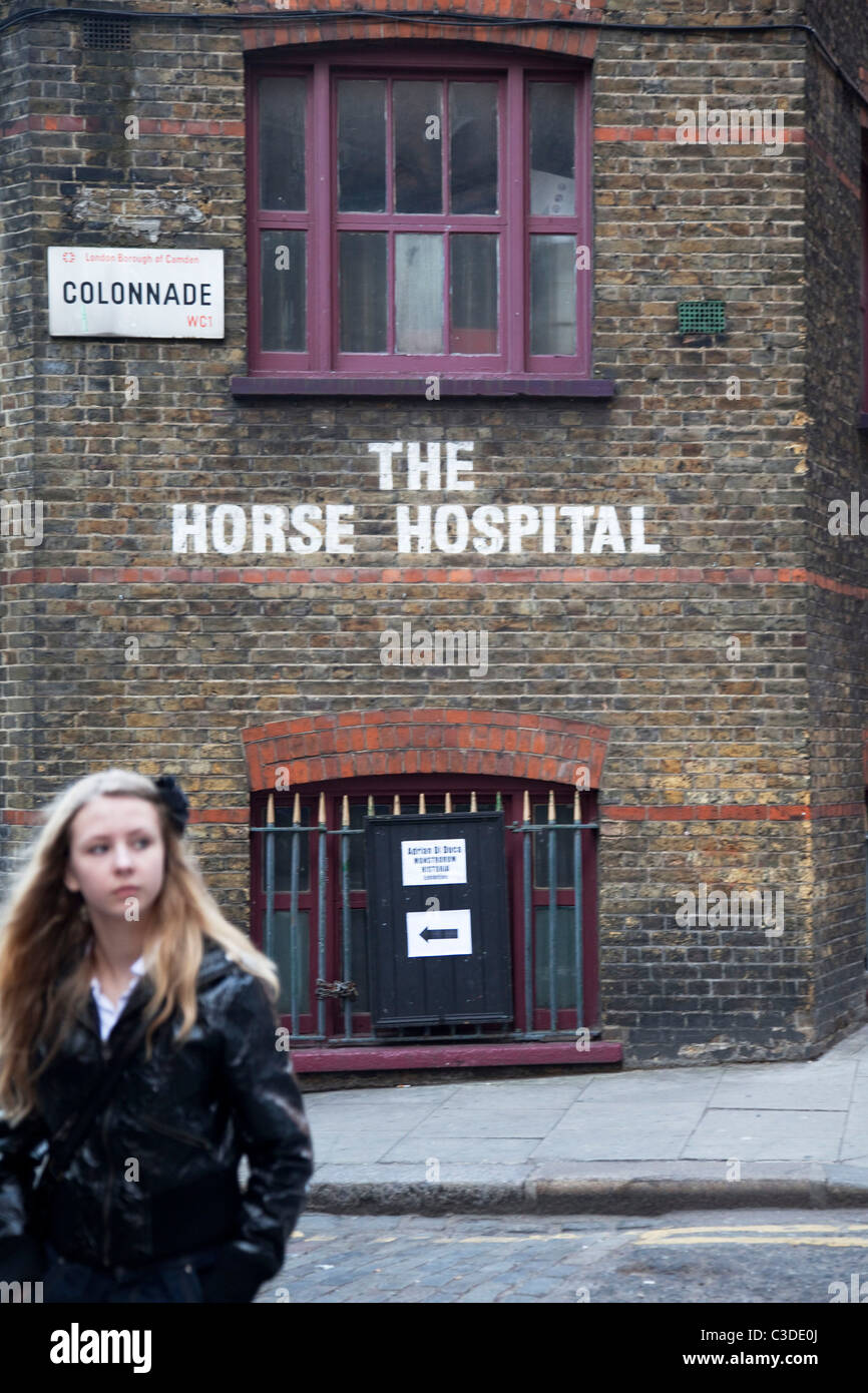 The Horse Hospital on Colonnade, London, is an arts venue where all areas of art are represented. Stock Photo