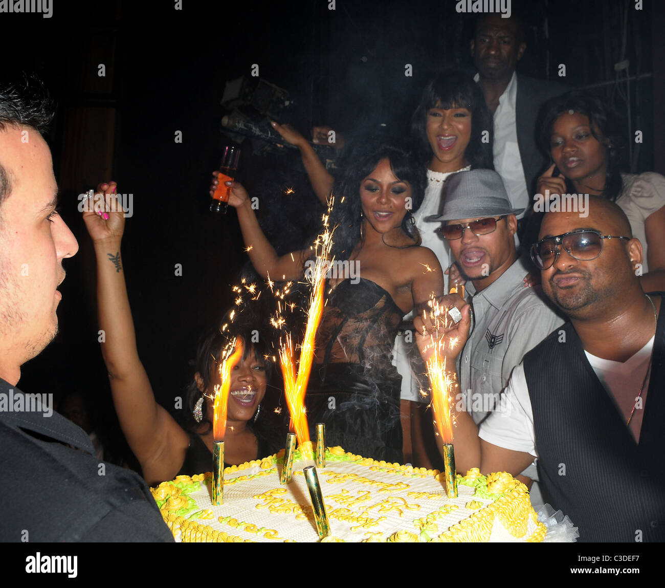 Trina, Lil' Kim and LisaRaye Lil' Kim's birthday celebration at Mansion(00)