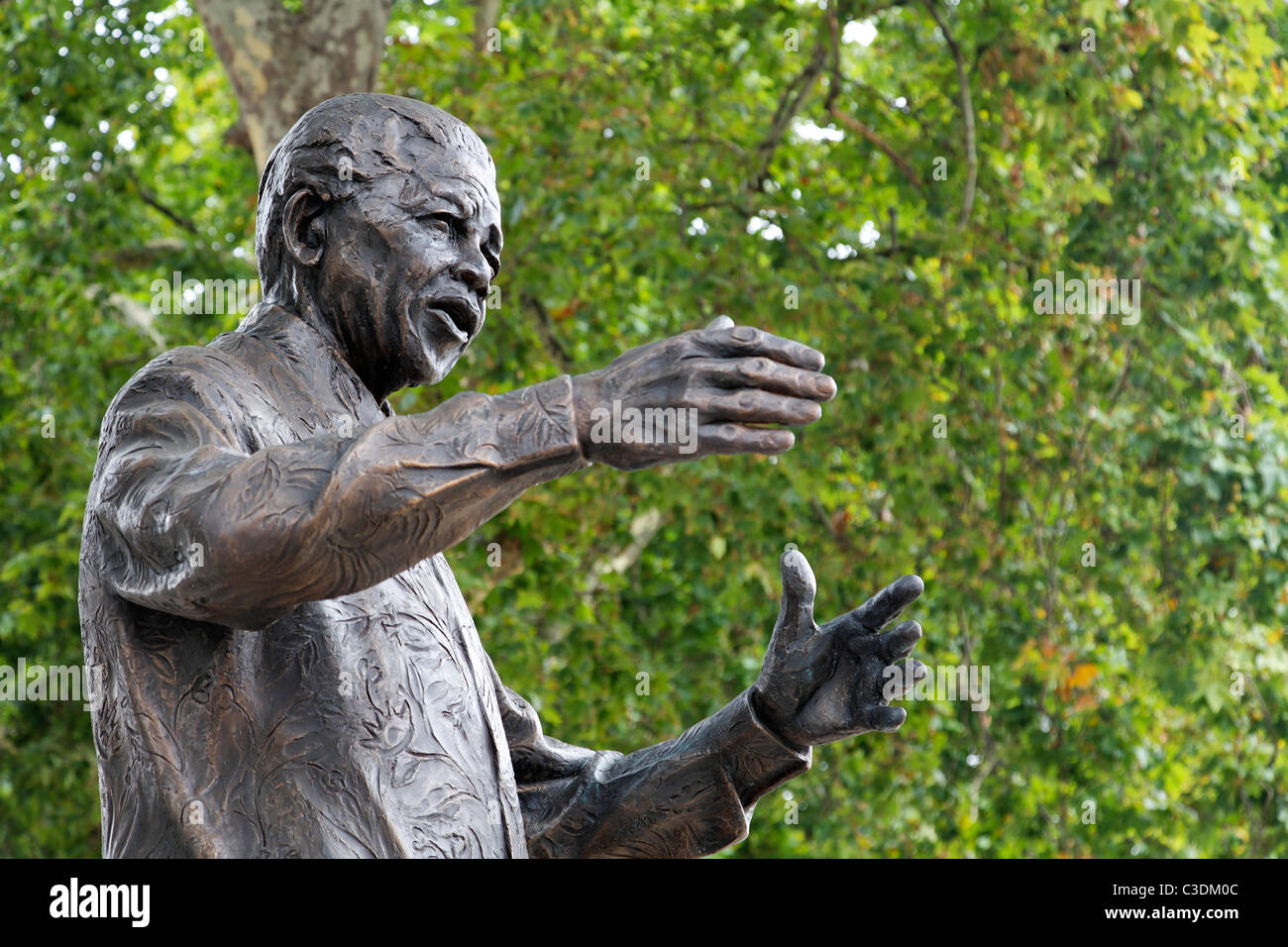 The Nelson Mandela statue in Parliament Square, Westminster, London, UK