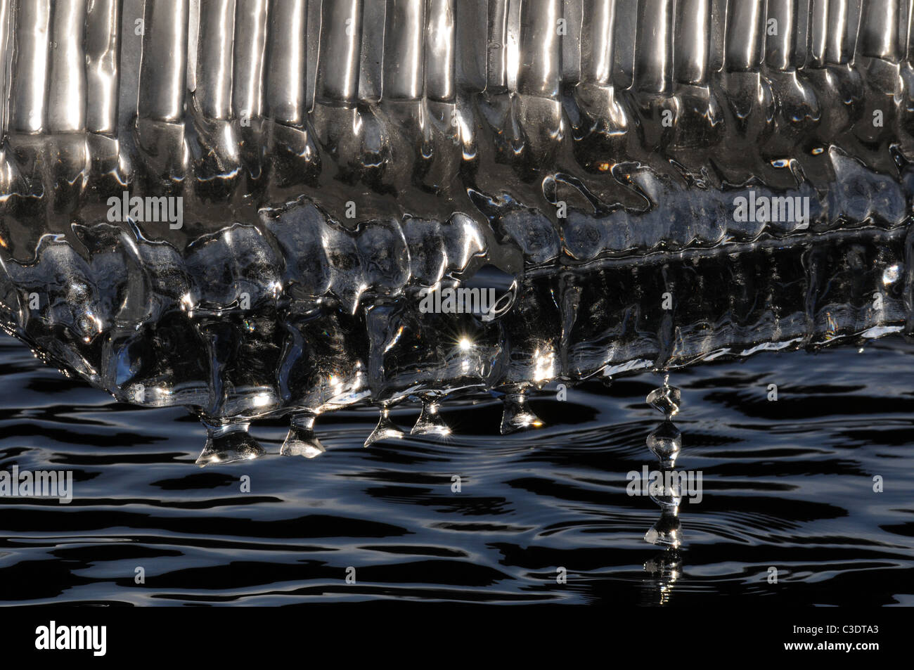 Ice formation under a bridge, ice, winter, cold, H2O in solid form Stock Photo