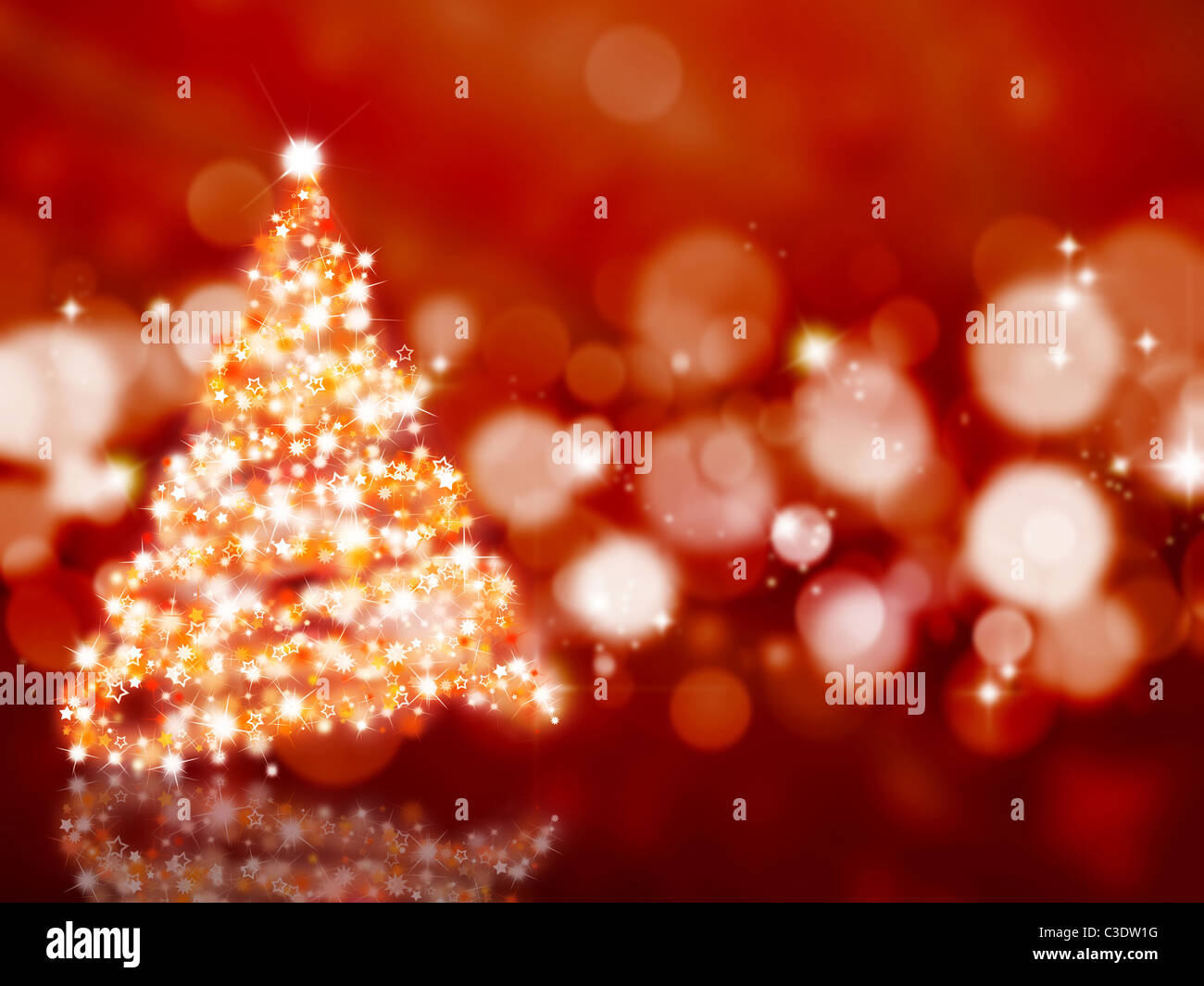 Sparkly Christmas tree on an abstract background Stock Photo